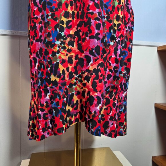 Venus Medium Bright Multicolored Animal Print Shortsleeve Knee Length Dress - Picture 4 of 11